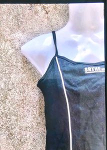 BLACK MINI DRESS WITH WHITE TRIM
