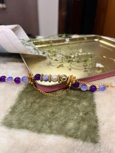 Beaded Purple &amp; Gold Necklace chain