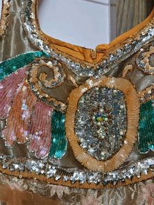 Orange Sequin And Stone Work Churidar Kurta Set