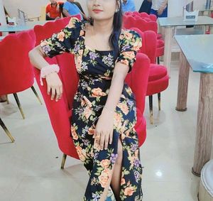 Black And Orange Dress With Slit