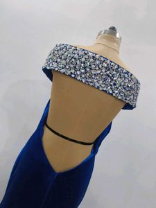 Elegant Blue Velvet Gown