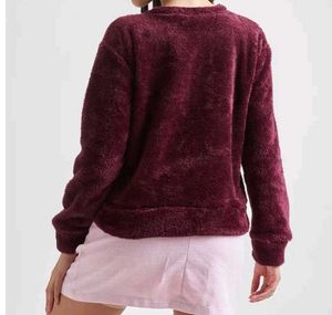 NEGOTIABLE : Burgundy Sloth Fuzzy Sweatshirt