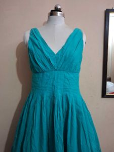 Aqua V-Neck Fit &amp; Flare Dress