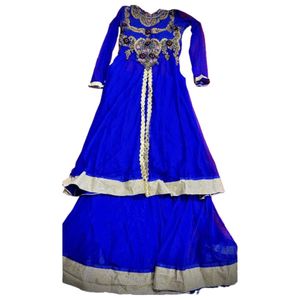 Elegant Blue &amp; Gold Ethnic Gown