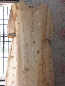 Golden Cream Colour Anaarkali Kurta.