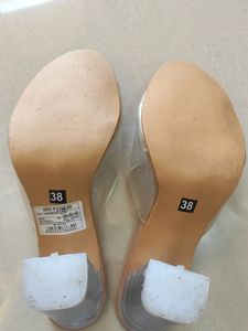 Sneak-a-Peek Chunky Heeled Sandals With Branding