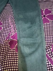 Distressed High-Waisted Denim Leggings