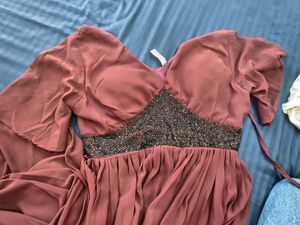 Elegant Empire Waist Dress mauve colour trending