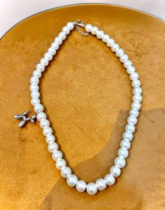 Pearl Necklace with Balloon Dog Charm