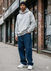 Men's Gray Hoodie & Jeans