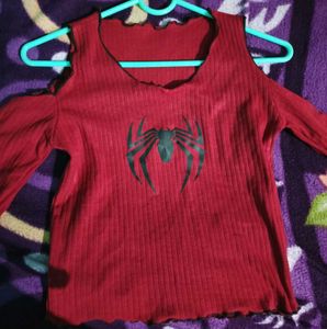 Red Spider Graphic Cut Out Crop Top