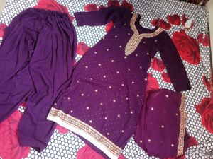 Purple Embroidered Kurta Set
