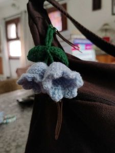 Blue Crochet Lily Of The Valley Flower Keychain