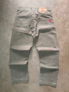 Grey Button‑Fly Workwear Denim — Straight Cut