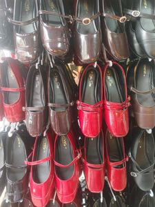 Red Patent Buckle Flats