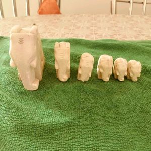 Vintage Hand Carved Stone Elephants