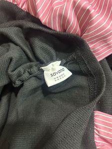 pink off shoulder black dress