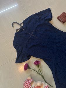 HEY!!! Blue Net Flared Dress