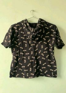 Printed Short Sleeve Hoodie