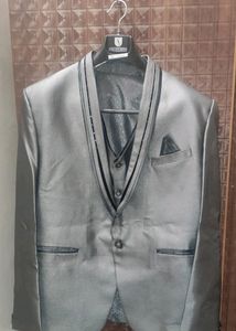 3 Piece Silver Grey Suit - Blazer, Vest, Pant.