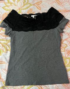 Gray Lace Top