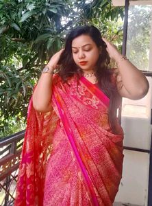 Elegant Pink Printed Saree