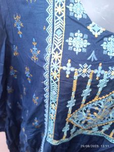 New Unused Xxl Avaasa Blue Embroidered Kurta