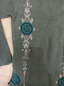 Elegant Grey Kurti with Embroidery
