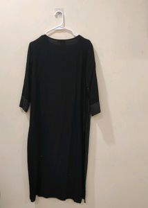 Neerus Black Cotton Kurta