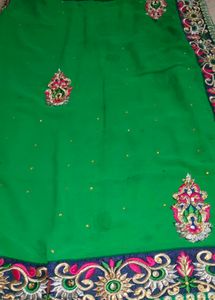 Green Embroidered Saree