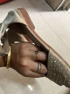 Sparkly Gold Ankle Strap Flats