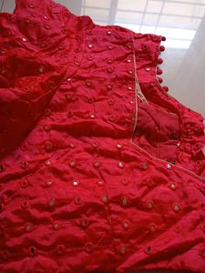 Pink Mirror Work Blouse