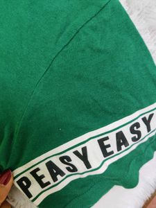 Green T-Shirt with &#34;EASY PEASY&#34; Sleeve