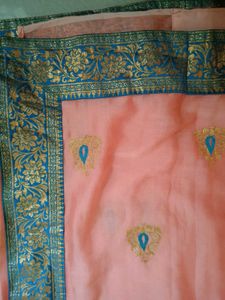 Peach Color Fancy Saree