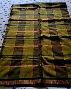 Green Checked Saree