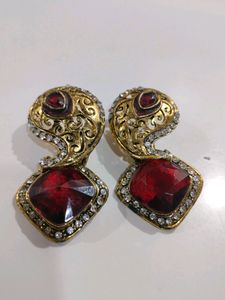 Red N Golden Earrings