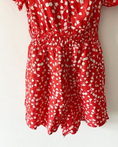 Anthropologie Red Printed Playsuit with Pockets