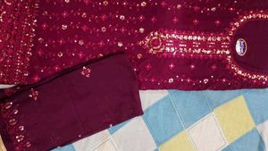 Elegant Maroon Embroidered Suit Set