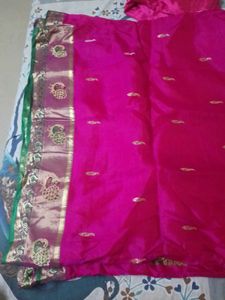 Pink &amp; Green Saree