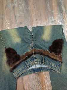 Fur Trim Flare Jeans