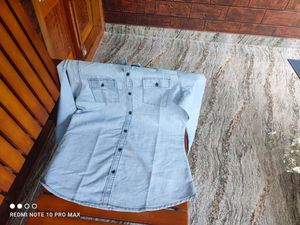 Brinley Women Washed Casual Light Blue Shirt