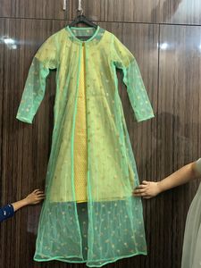 Banarasi Suit With Net Long Koti