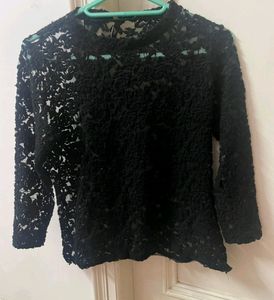 Black Lace Top For Casual Wear