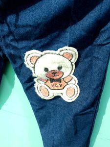 Cute Denim Jeans with Teddy Bear