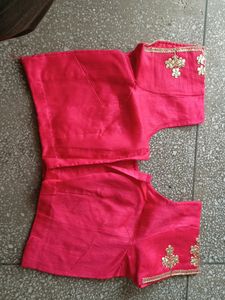 Beautiful Carrot Colour Blouse With Back Design
