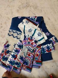 kashmeri embroidery work saree with blouse