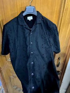 ETA (WESTSIDE) BLACK EMBROIDERED RELAXED FIT SHIRT