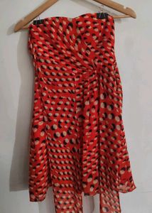 French Designer Orange Polka Dot Dress