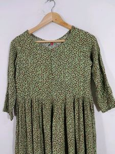 Olive Green Printed Dress (Women)
