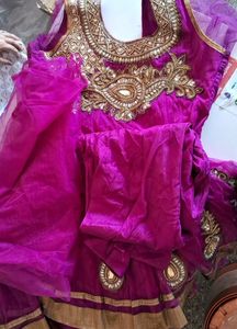 Beautiful  Anarkali Xxl Kurti With Chusti Bottom